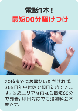 お電話一本で駆け付け対応